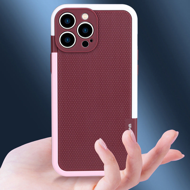 WOLMTT For iPhone 14 Pro Shockproof Case Dual Color Frame Rhombus Texture PC+TPU Phone Cover WOLMTT For iPhone 14 Pro Shockproof Case Dual Color Frame Rhombus Texture PC+TPU Phone Cover